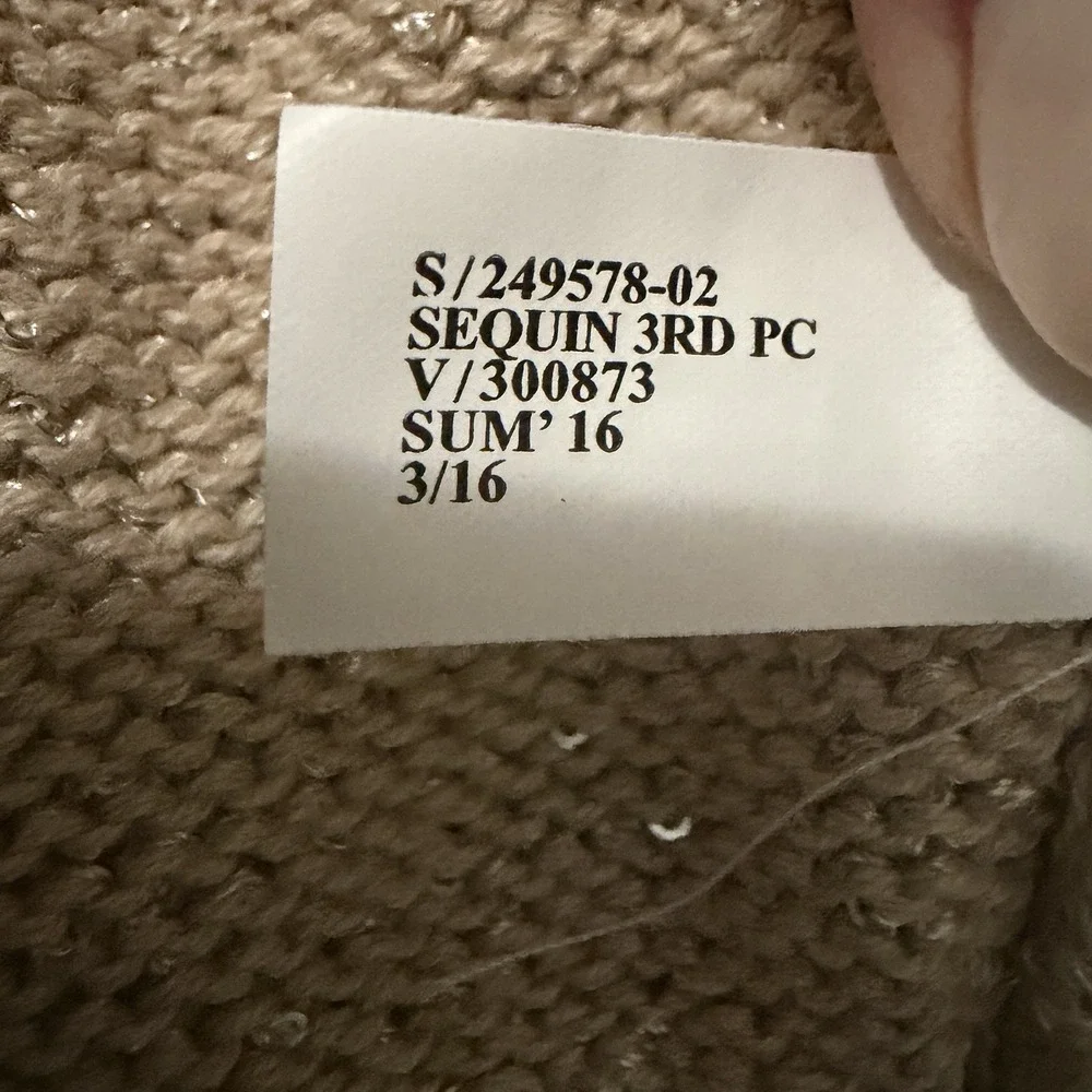 Banana Republic Open Front Cardigan Women M Gold Sequin Knit Sweater Pockets Top